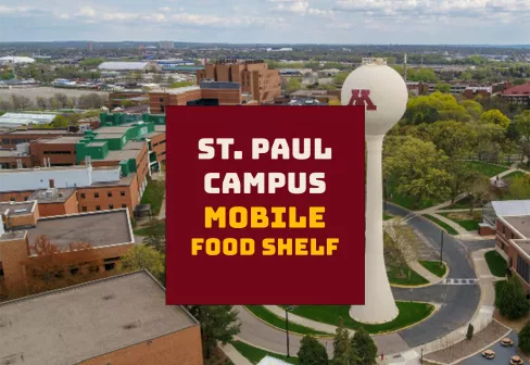 Aerial view of campus representing mobile food shelf