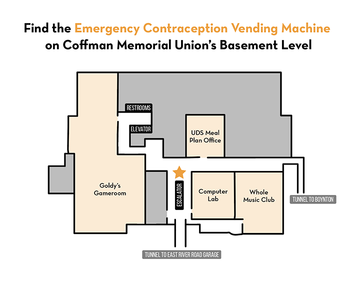 emergency contraception vending machine building map
