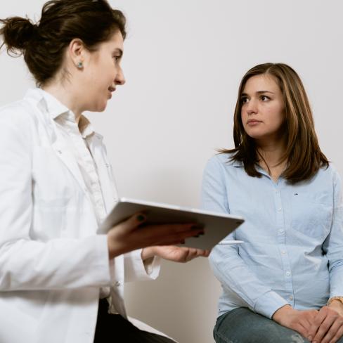 patient and doctor having conversation